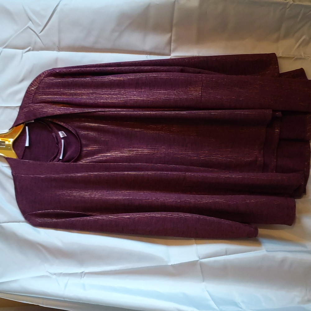 2 piece burgundy sleeveless top with jacket